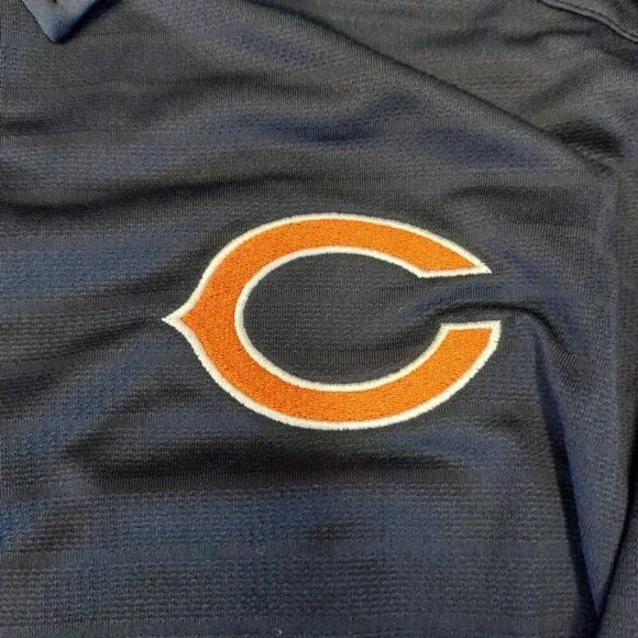 Chicago Bears Mens Size M Short Sleeve Golf Polo Shirt Navy Blue Team Apparel - Picture 2 of 6